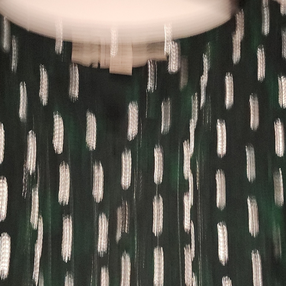 LOFT Metallic Clip Pintucked Flare Dress Green & Silver Size L - Picture 8 of 12